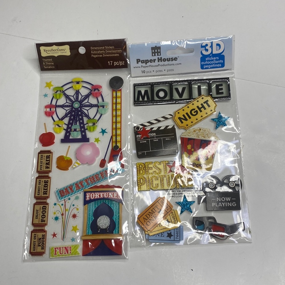 Crafts Scrapbook 3D Stickers Movie and Fair Bundle of 2
